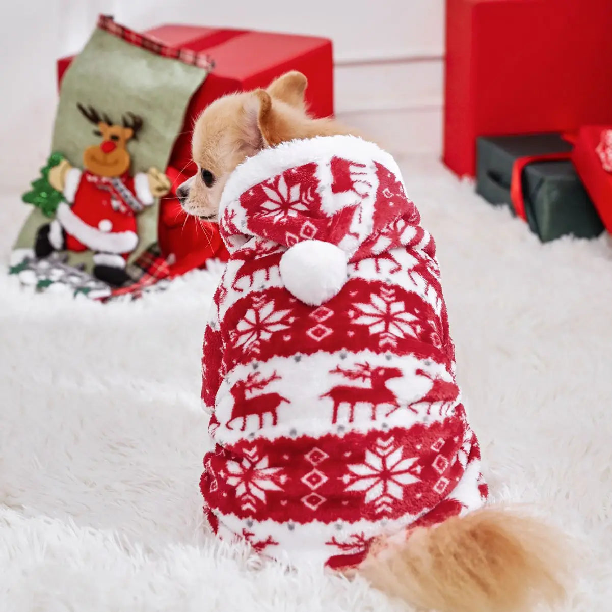 Christmas Cat Dog Winter Warm Home Clothing Puppy Festive Atmosphere Clothing Super Soft Coral Velvet Pet Clothing Supplies