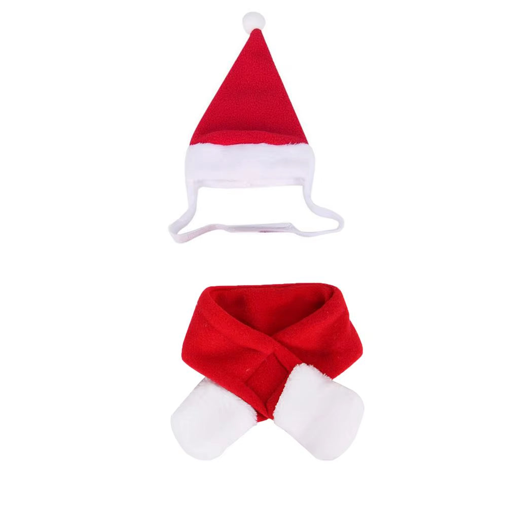 Cute Winter Pet Cloak Dog Cat Christmas Clothes Warm Puppy Santa Red Scarf Hat Head Funny Christmas Pet Costume Dog Cat Cloaks