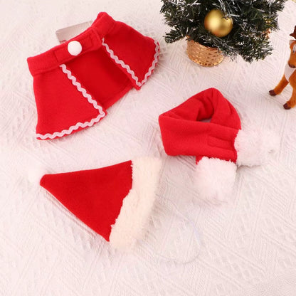 Cute Winter Pet Cloak Dog Cat Christmas Clothes Warm Puppy Santa Red Scarf Hat Head Funny Christmas Pet Costume Dog Cat Cloaks