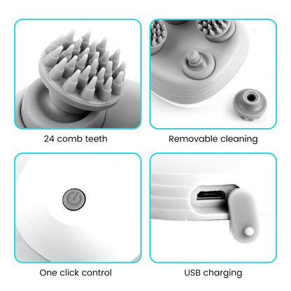 Electric Head Scalp Massager with 4 Kneading Massage Heads Body Deep Tissue Massager for Hair Growth Relaxtion and Cat Pet Claw