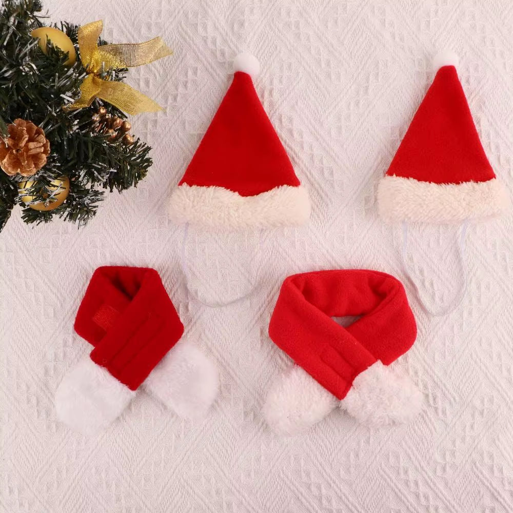 Cute Winter Pet Cloak Dog Cat Christmas Clothes Warm Puppy Santa Red Scarf Hat Head Funny Christmas Pet Costume Dog Cat Cloaks