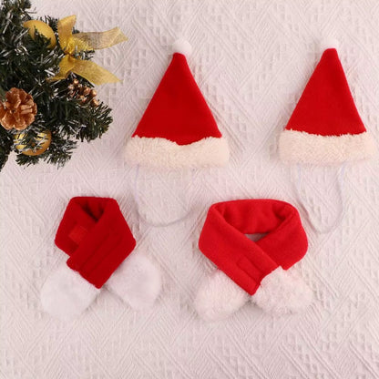 Cute Winter Pet Cloak Dog Cat Christmas Clothes Warm Puppy Santa Red Scarf Hat Head Funny Christmas Pet Costume Dog Cat Cloaks