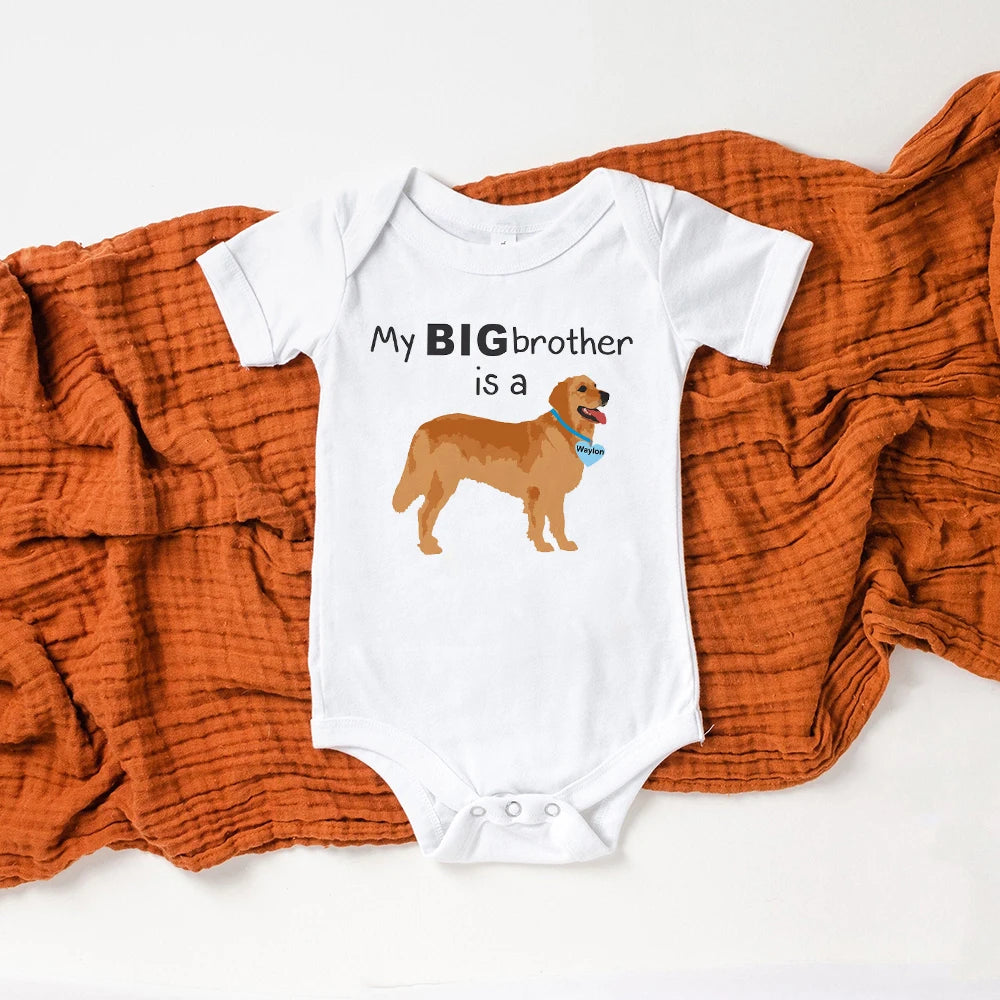 Newborn My Big Brother Is a Golden Retriever Baby Dog Sibling Shirt Baby Shower Gift for Boy or Girl
