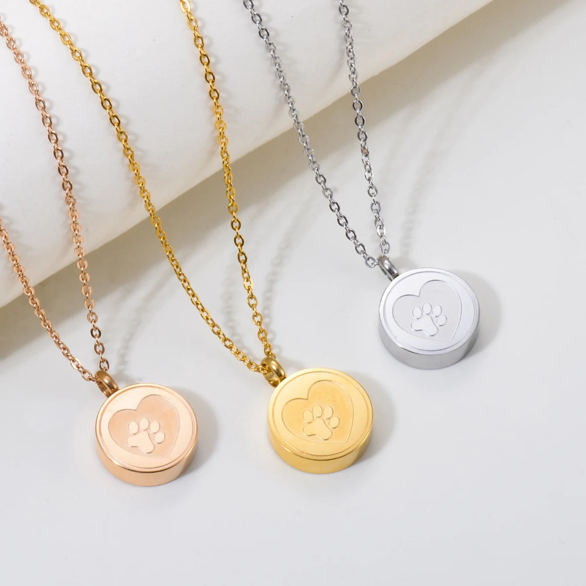 Custom Pet Paw Print Heart Animal Paw Stainless Steel Urn Necklace Memorial Ashes Keepsake Pendant Jewelry