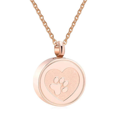 Custom Pet Paw Print Heart Animal Paw Stainless Steel Urn Necklace Memorial Ashes Keepsake Pendant Jewelry