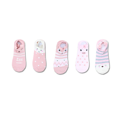 SP&CITY 5Pairs Cute Animal Cotton Socks Female Kawaii Cat with Dog Summer Short Sock Slippers Women Casual Soft Funny Boat Socks