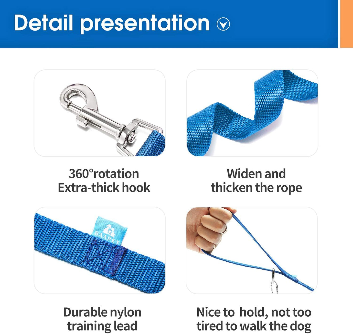 15/20/30/50/100 Ft Long Dog Training Leash with Clickers for Small, Medium and Large Dogs or Cats (30 Feet, Blue)