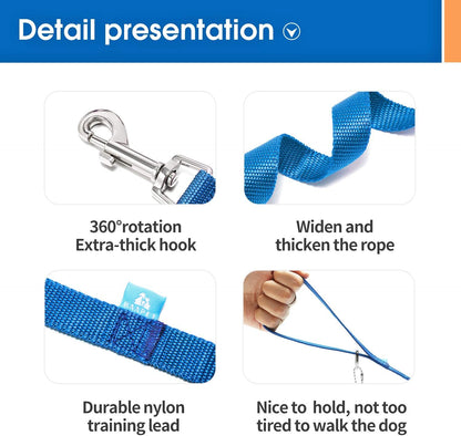 15/20/30/50/100 Ft Long Dog Training Leash with Clickers for Small, Medium and Large Dogs or Cats (30 Feet, Blue)