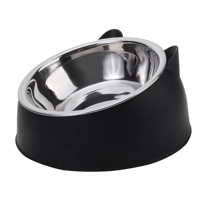 Cat Bowl Lovely Creative Inclined Kitten Puppy Food Feeding Bowls Stainless Steel Cats Drinking Feeder Pet Dogs Cats Feeders