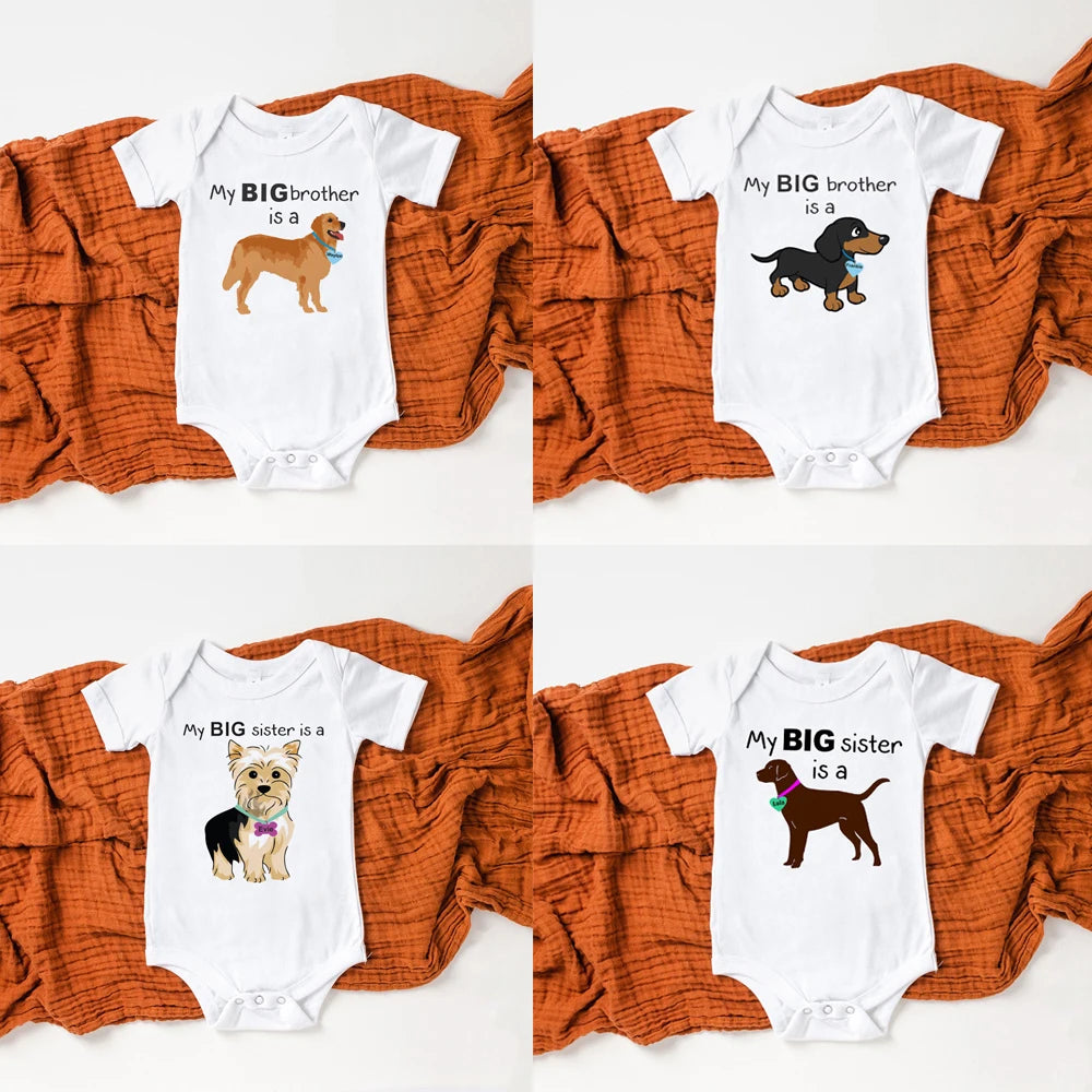 Newborn My Big Brother Is a Golden Retriever Baby Dog Sibling Shirt Baby Shower Gift for Boy or Girl