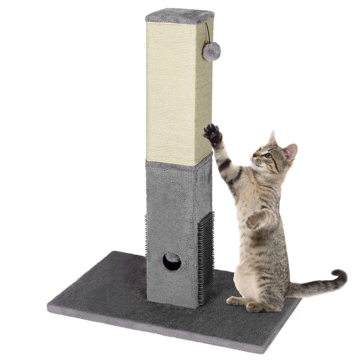 79Cm Tall Cat Scratching Post with Balls Massage Brush and Carpet Base