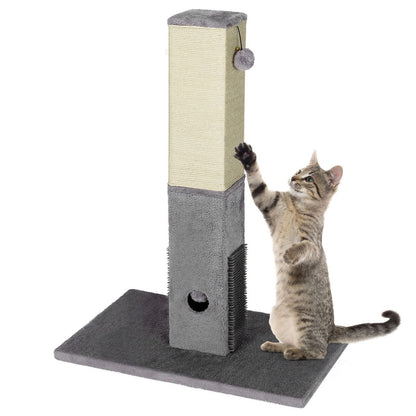 79Cm Tall Cat Scratching Post with Balls Massage Brush and Carpet Base