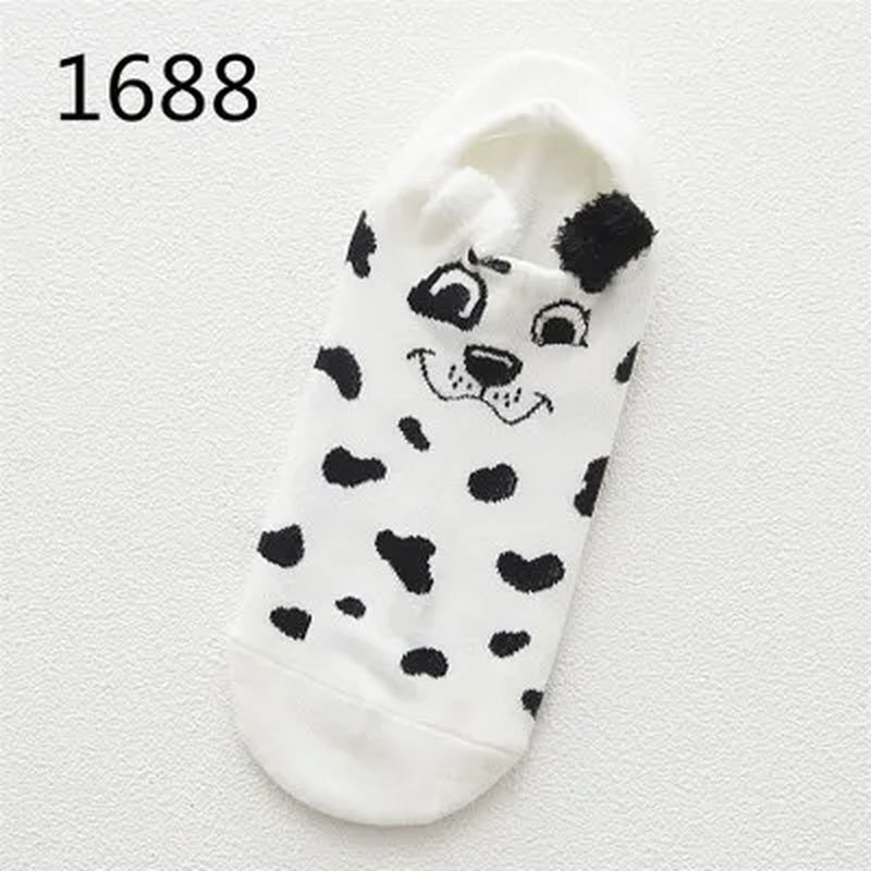 SP&CITY 5Pairs Cute Animal Cotton Socks Female Kawaii Cat with Dog Summer Short Sock Slippers Women Casual Soft Funny Boat Socks