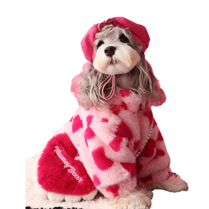Dog clothing, warm and caring plush coat for autumn and winter, Schnauzer Teddy Bichon Frise pet coat + bag