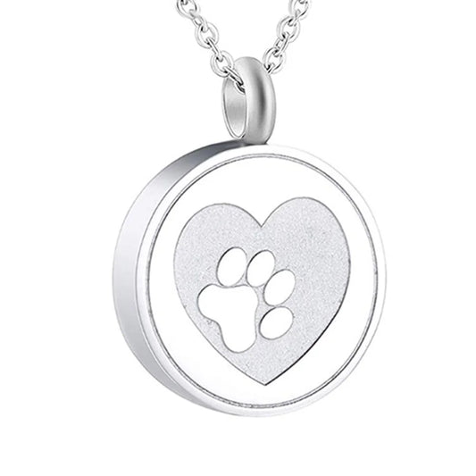 Custom Pet Paw Print Heart Animal Paw Stainless Steel Urn Necklace Memorial Ashes Keepsake Pendant Jewelry
