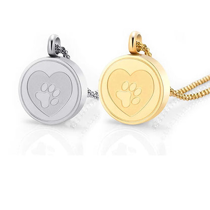 Custom Pet Paw Print Heart Animal Paw Stainless Steel Urn Necklace Memorial Ashes Keepsake Pendant Jewelry