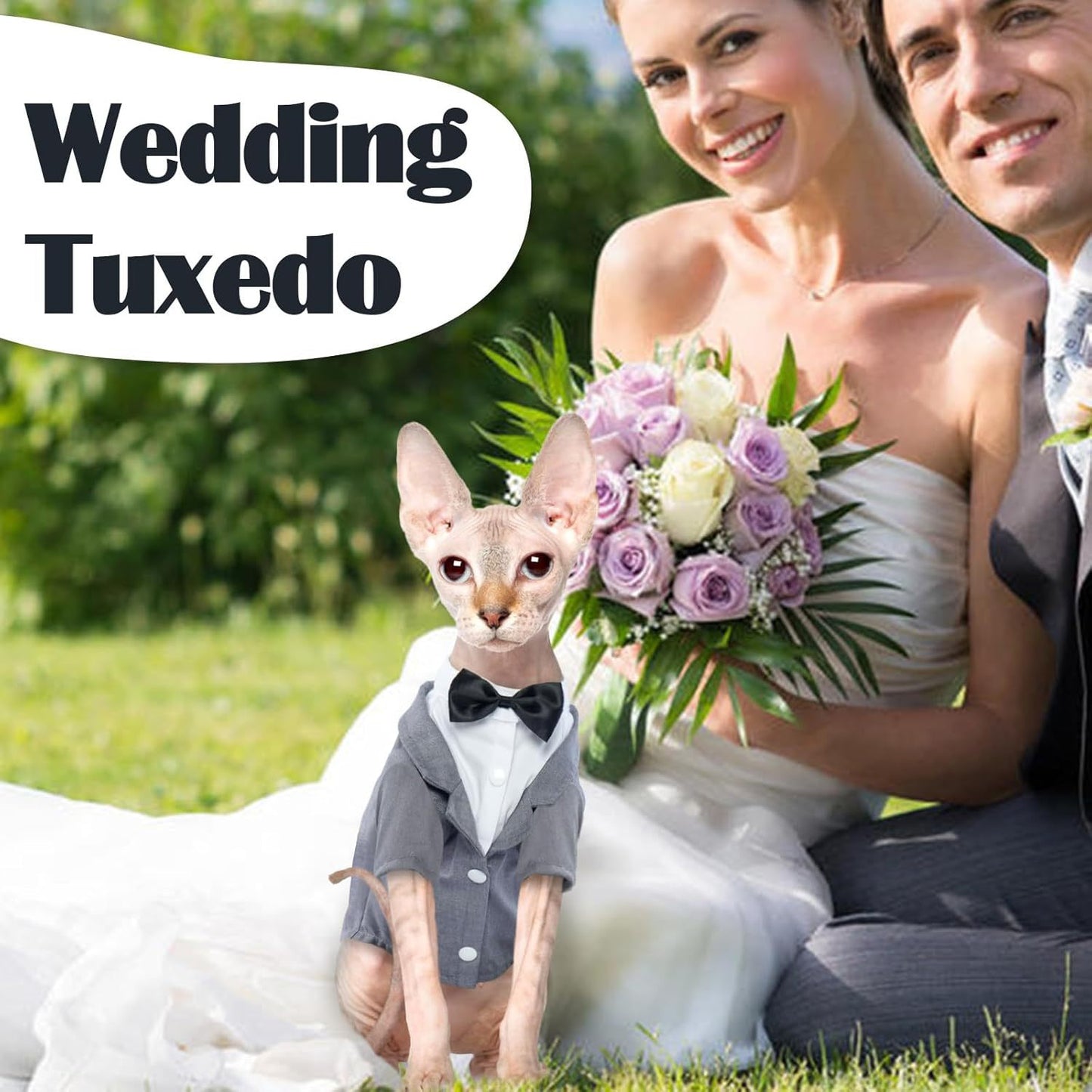 Cat tailcoat costume and bow tie Halloween wedding jumpsuit