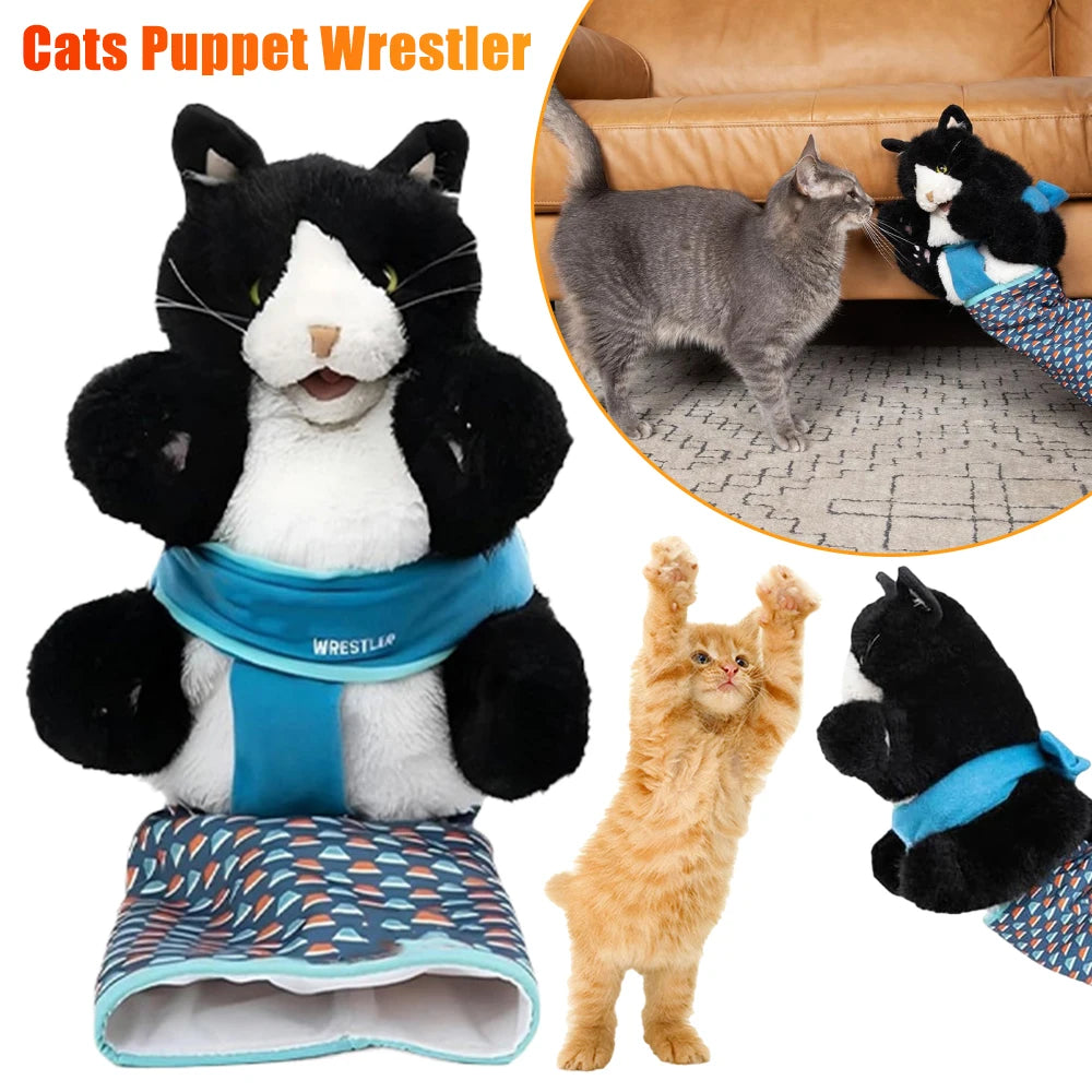 1/2PCS Cat Puppet Wrestler Wrestling Glove with Sturdy Padding Interactive Cat Toy Plush Cat Wrestle Toy Animal Hand Glove Toys